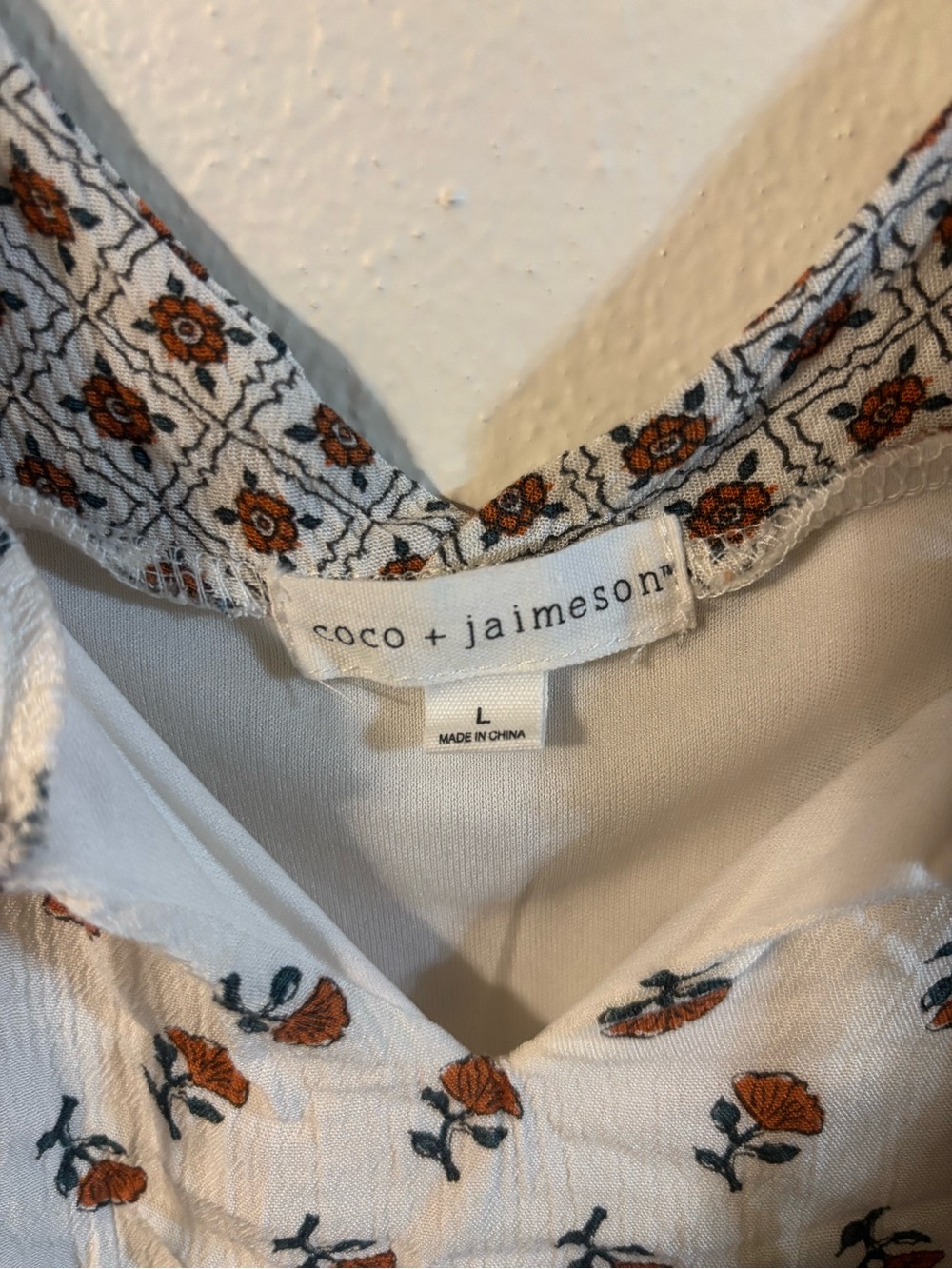 Cold-Shoulder Floral Boho Tunic Top - Cream & Brown - Picture 3 of 6